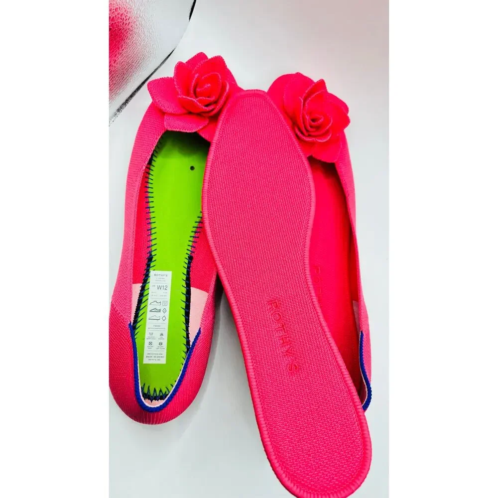 Rothy’s The Petal Square flower Soirée pink ballet flats sustainable shoes sz12